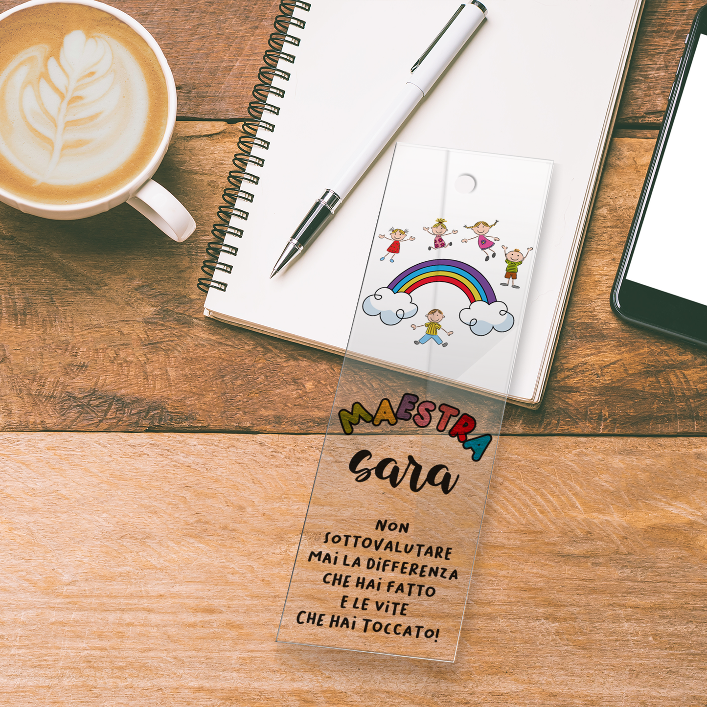 Maestra rainbow - Segnalibro personalizzato con nome