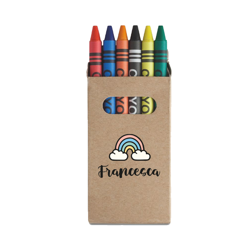 Rainbow Name - Set da 6 - Pastelli Cera - personalizzati con nomi