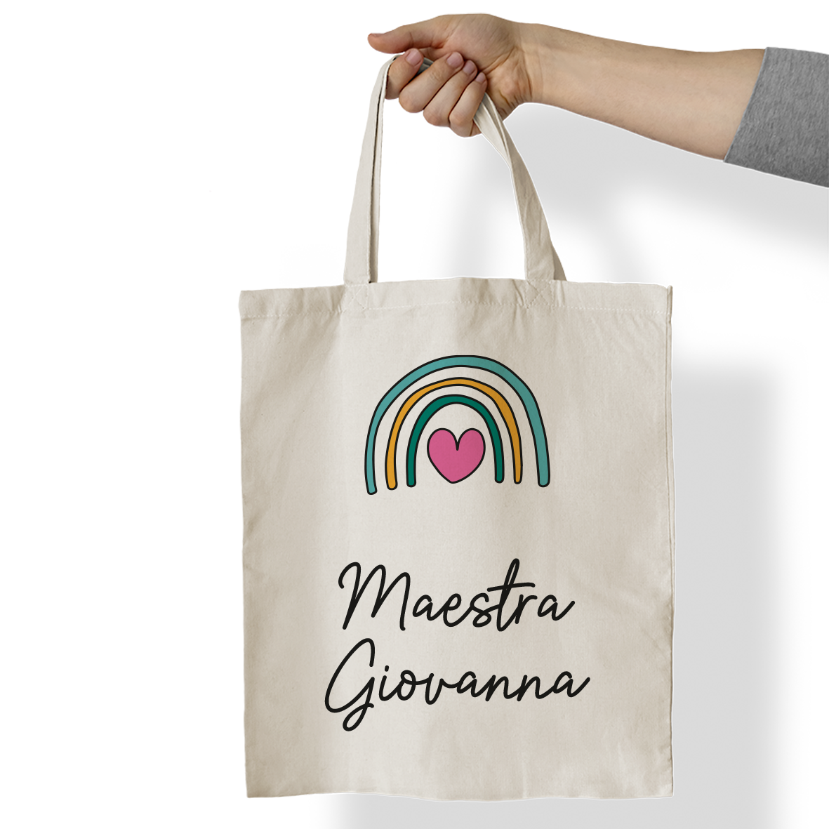 Maestra rainbow - Borsa Mare - idea regalo maestra - personalizzata con nome