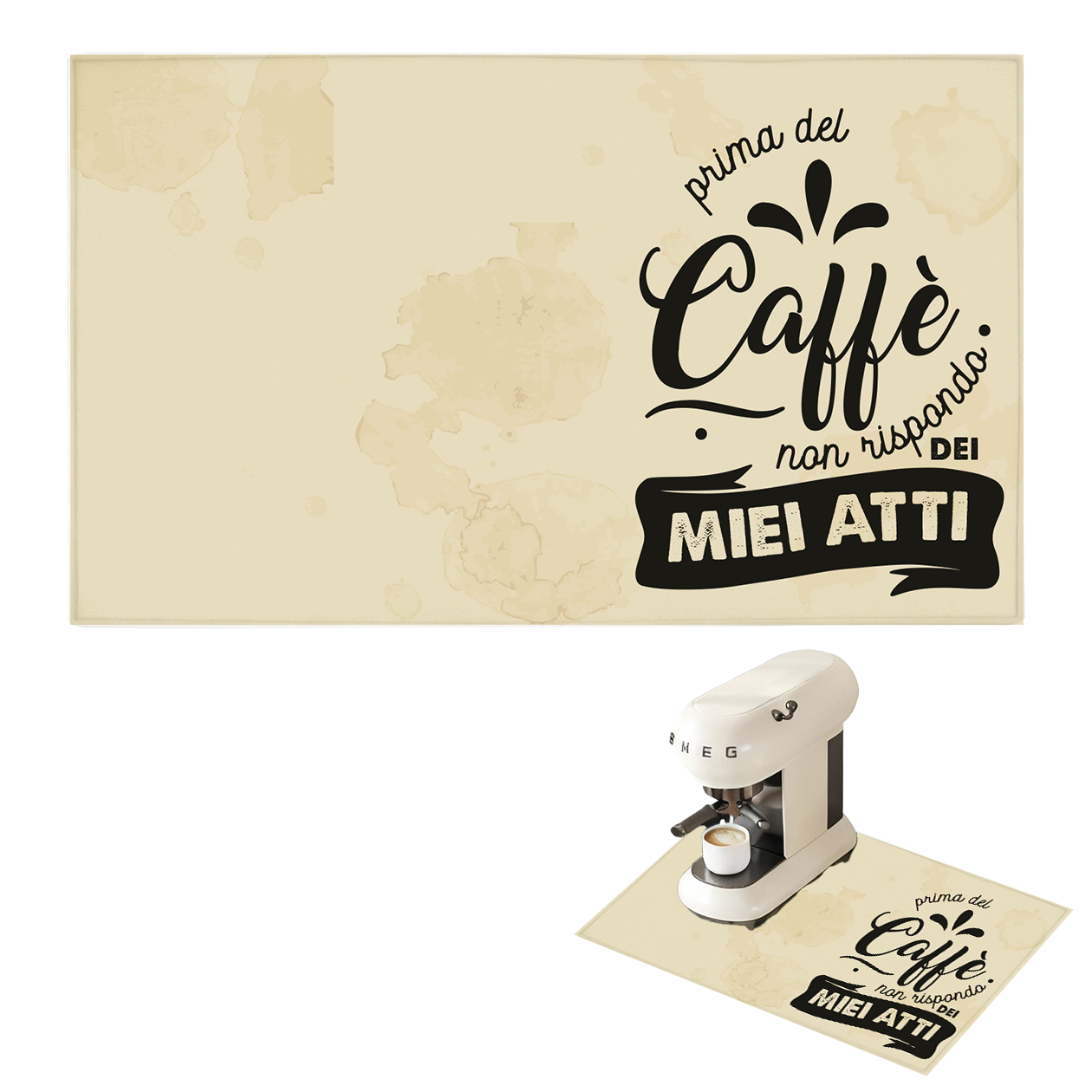 Prima del caffè - Tappetino per Macchina del caffè con Retro in Gomma Tappeto 30x40cm