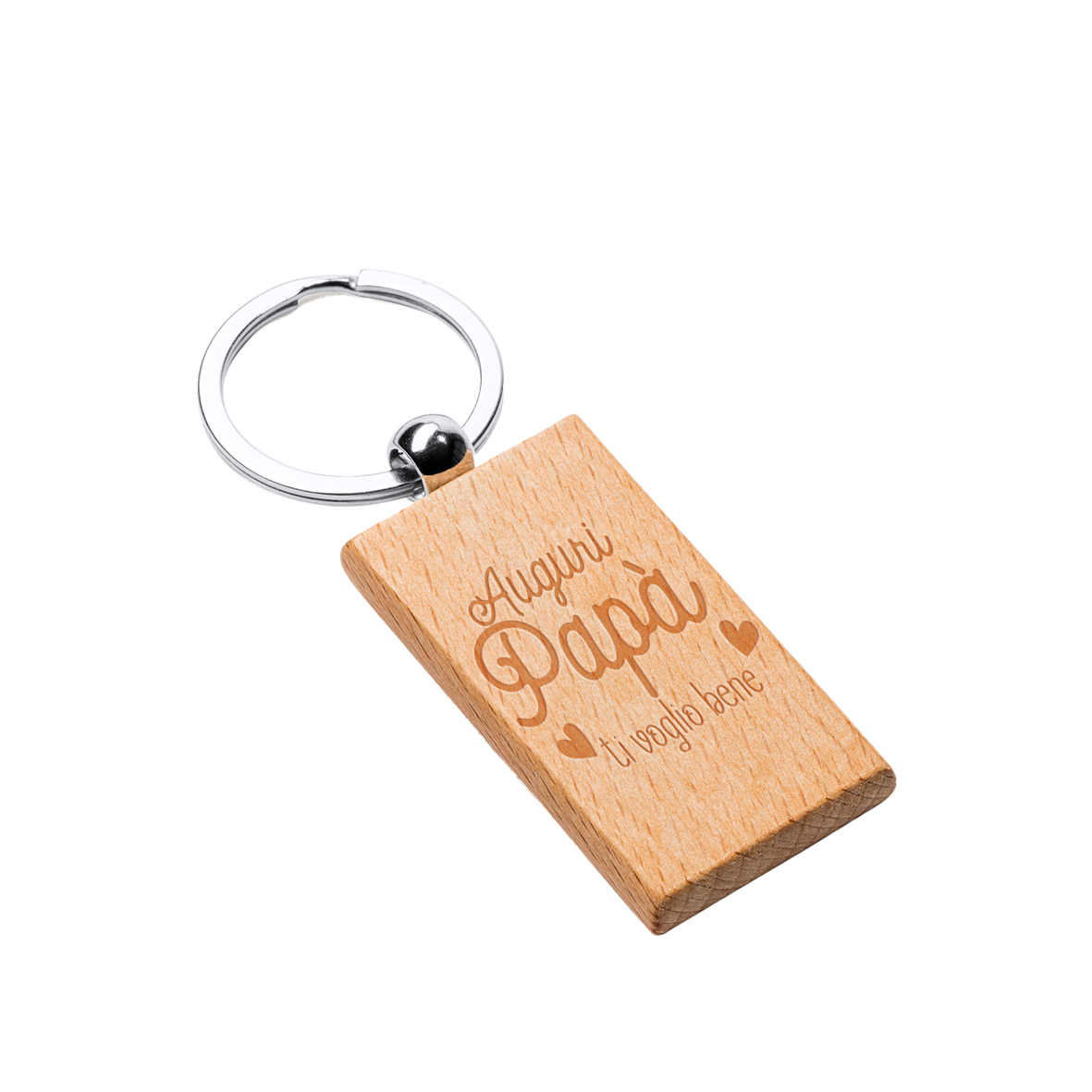 Auguri papà - Portachiavi in Legno con Incisione