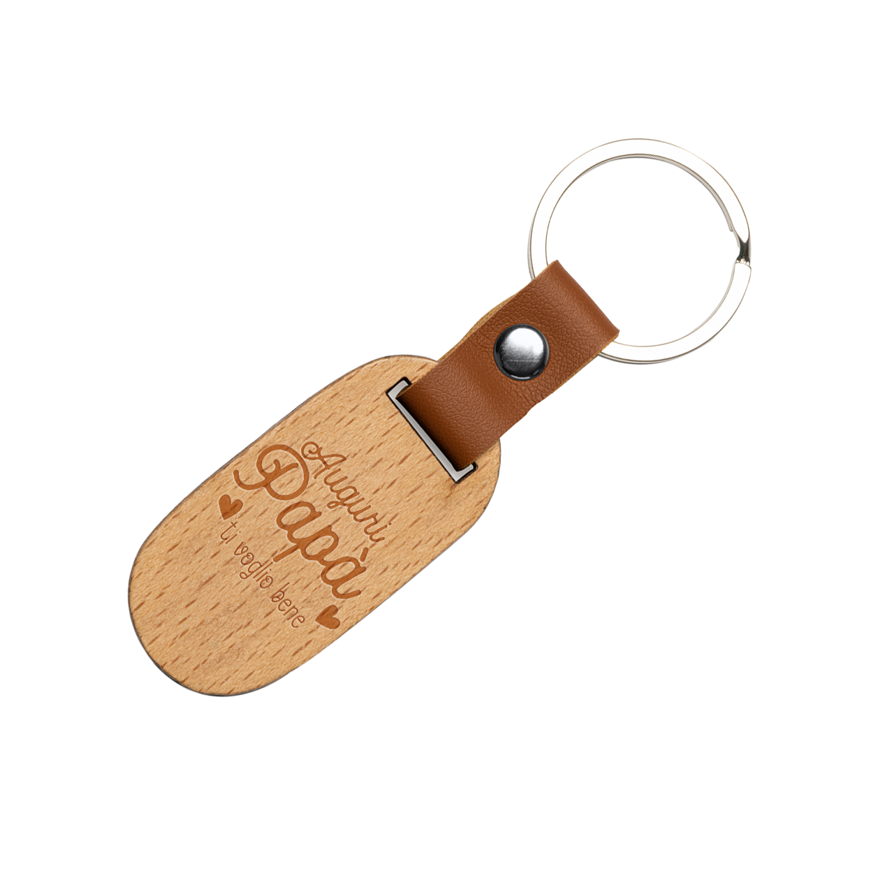 Auguri Papà - Portachiavi in Legno con Incisione