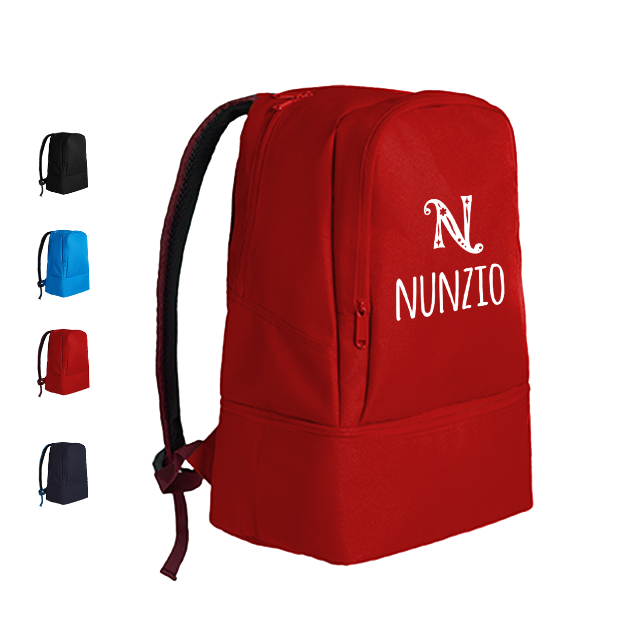 Nome e iniziale - Zaino con scomparto sul fondo rigiro portascarpe - personalizzato con nome e iniziale