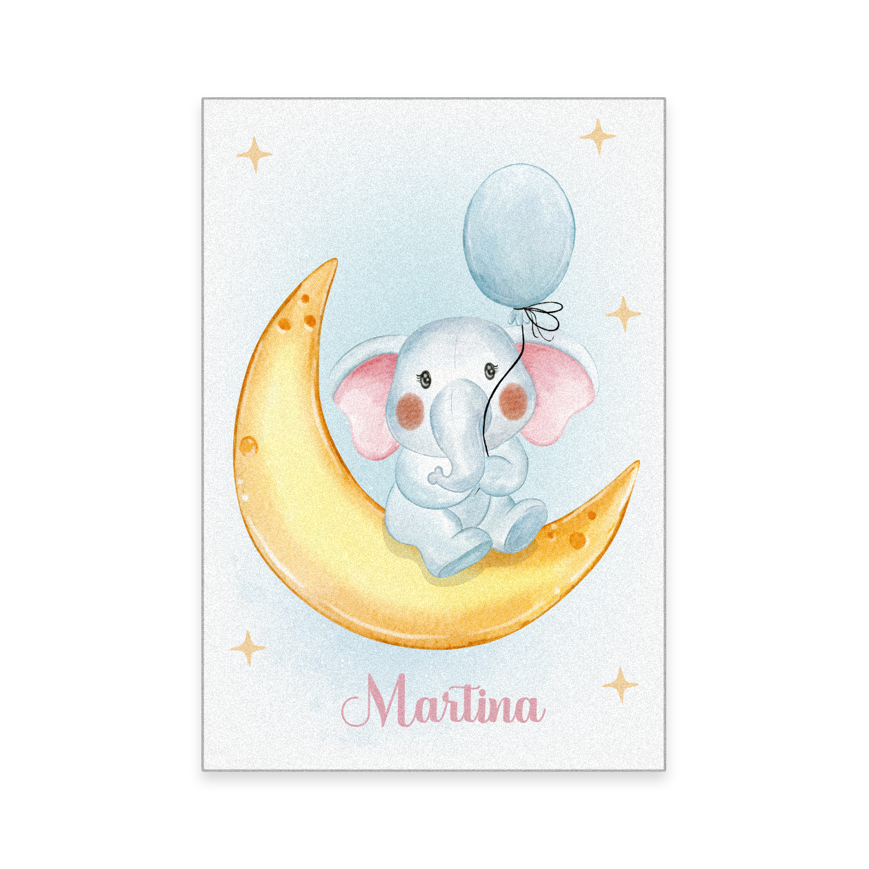 Elephant Moon - Tappeto per neonato - personalizzato con nome