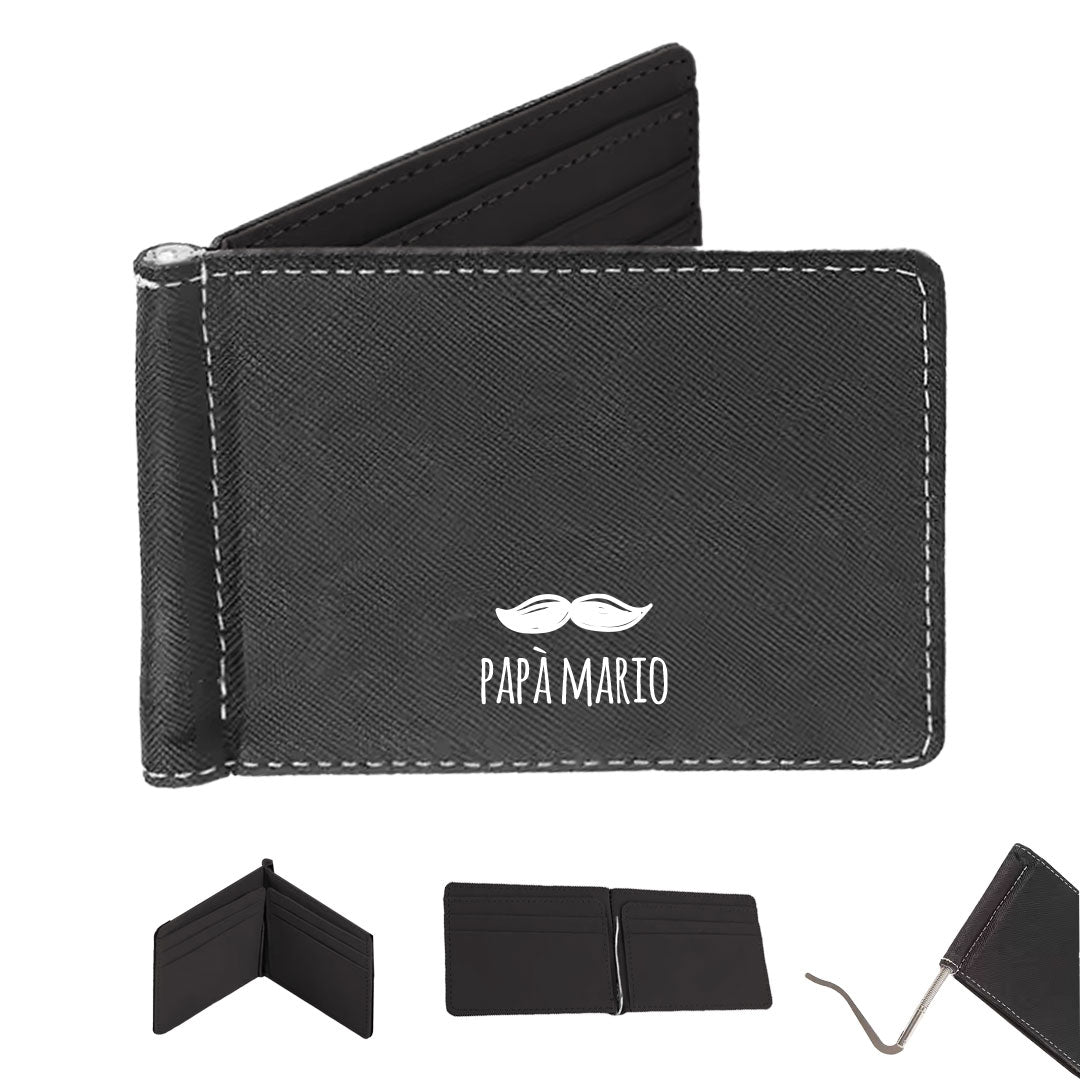 Papà, baffi - Portafoglio in pelle sintetica - personalizzato con nome