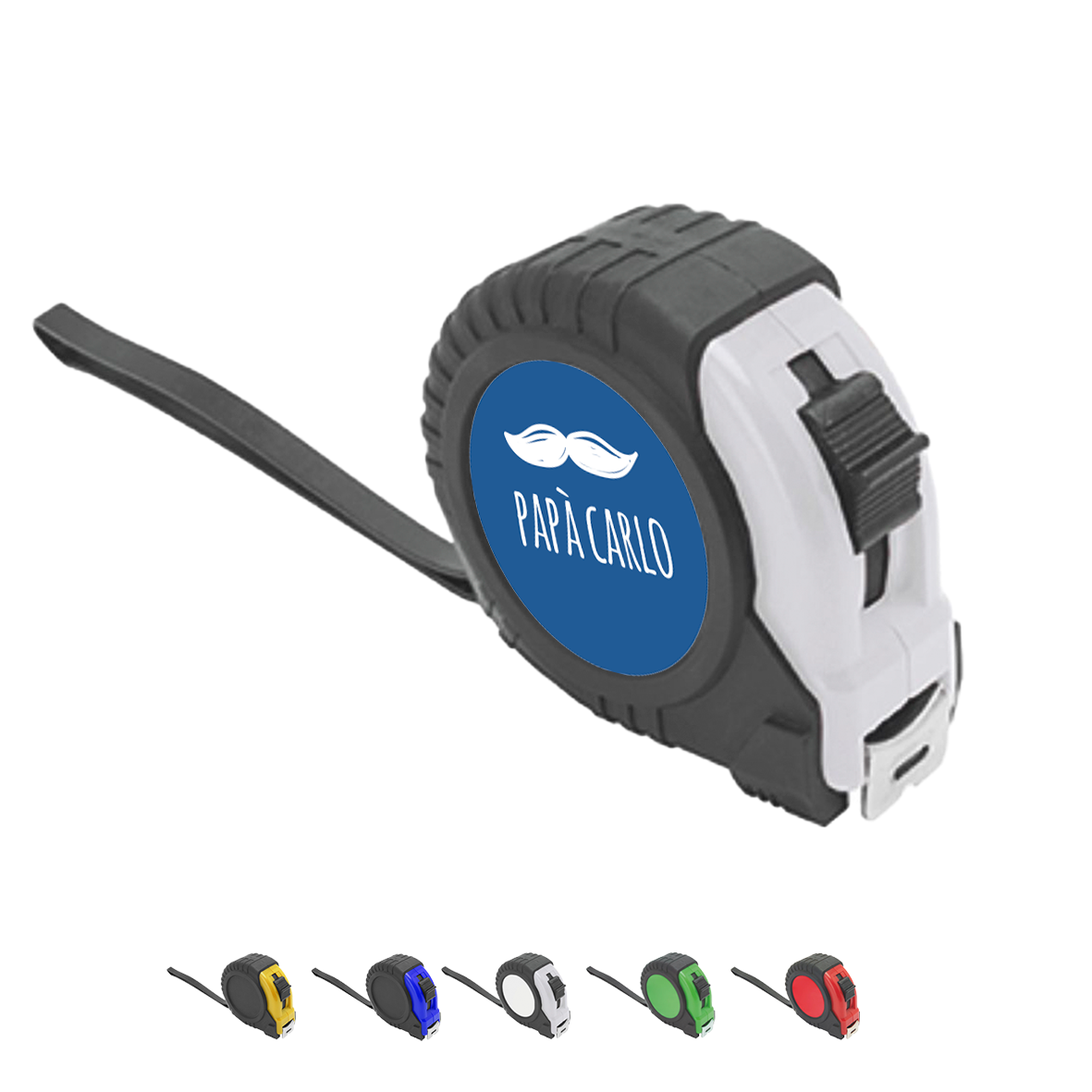 Papà baffi - Metro a rullo da 5 metri - personalizzato con nome