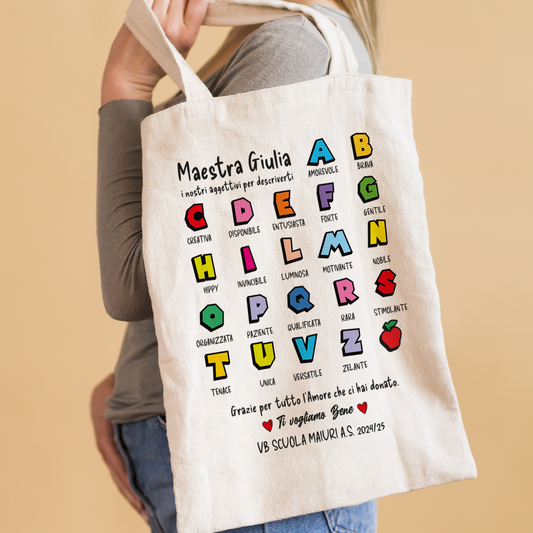 Maestra (Alfabeto)- Shopper In Cotone