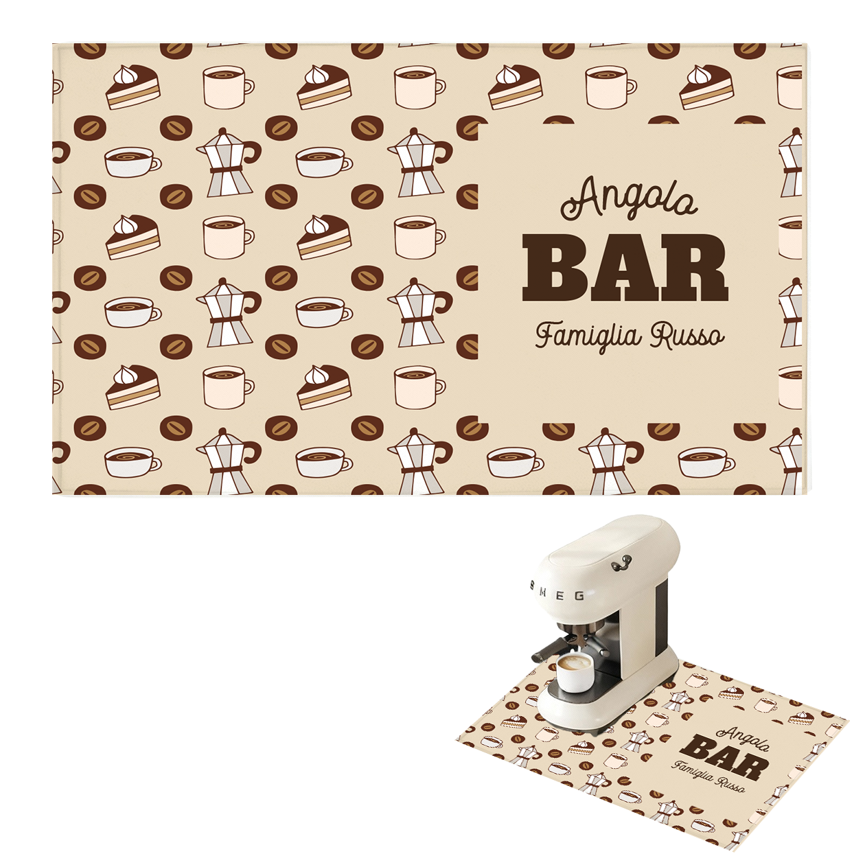 Angolo Bar - Tappetino per Macchina del caffè con Retro in Gomma Tappeto 30x40cm - personalizzato