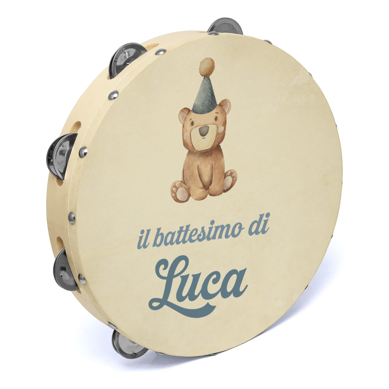 Boy - Il battesimo di... - Set da 10 Tamburelli - personalizzati con nome