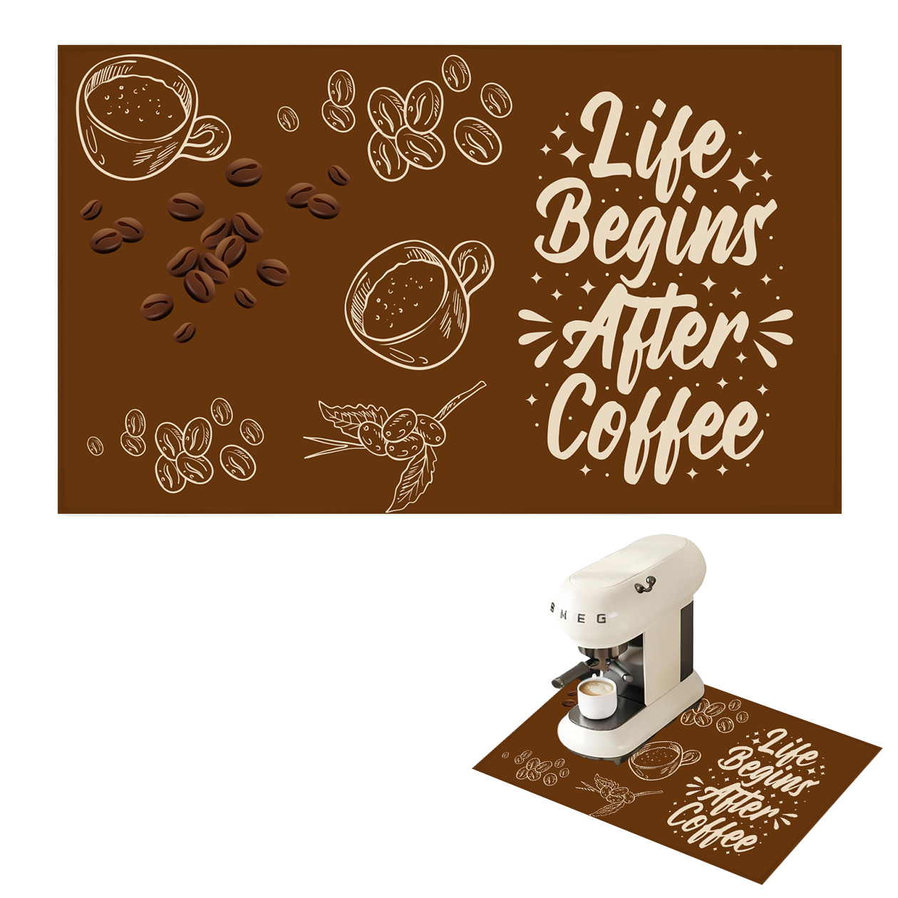 After coffee - Tappetino per Macchina del caffè con Retro in Gomma Tappeto 30x40cm