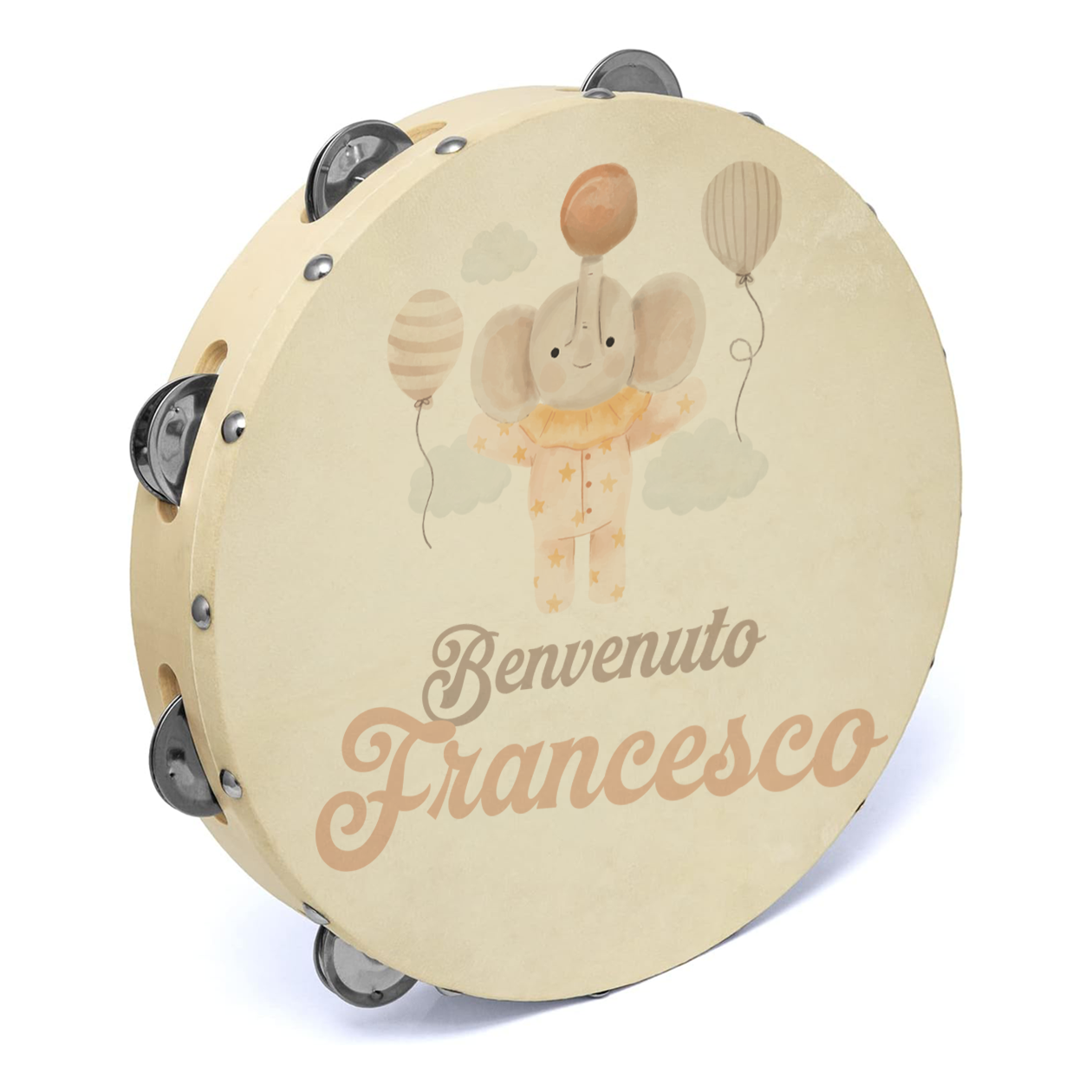 Benvenuto - Set da 10 Tamburelli - personalizzati con nome