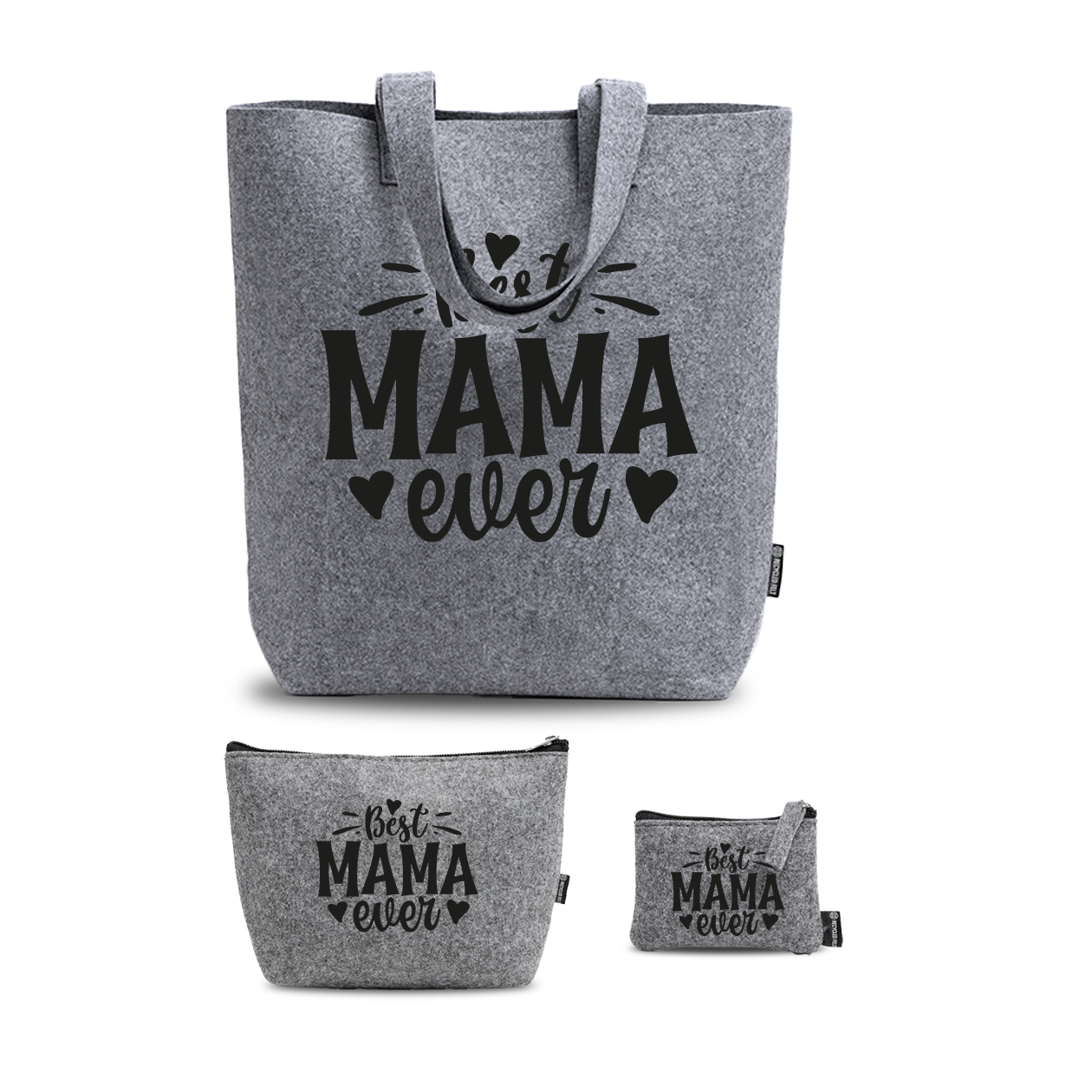 Best mama ever - Tris Borse in feltro con designe melange