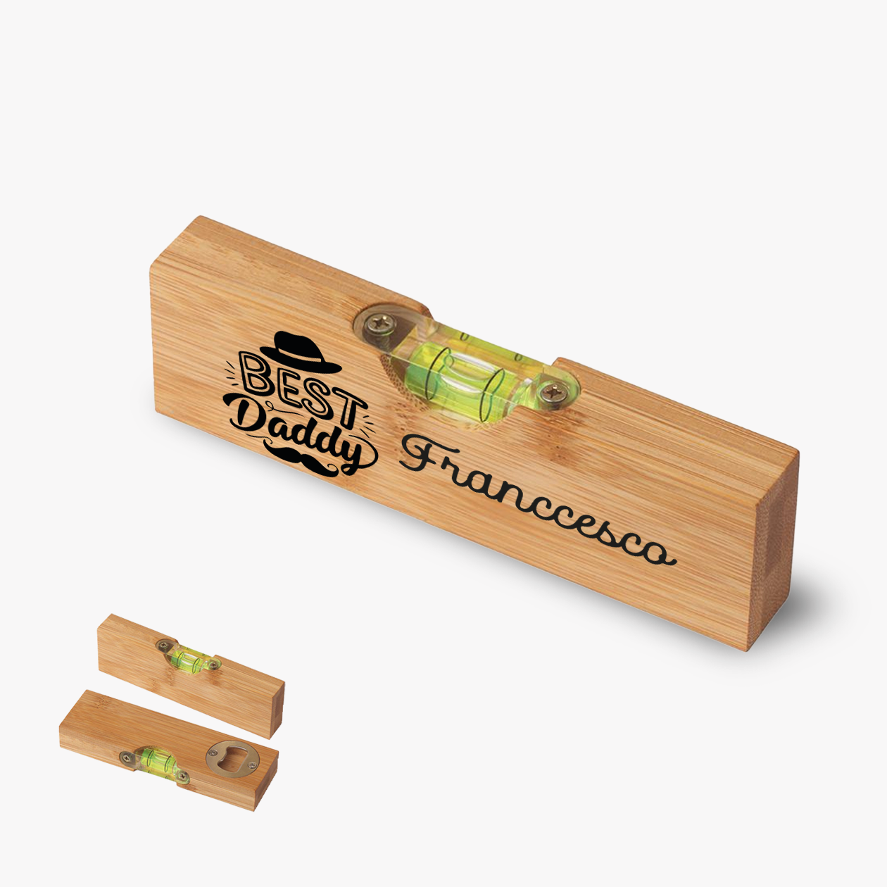 Best Daddy - Apribottiglia con mini livella - personalizzato con nome