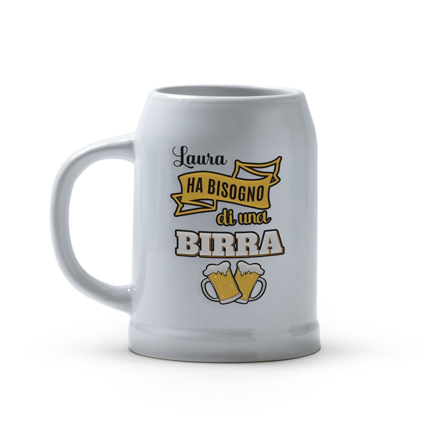 Ho bisogno di una birra - Caraffa in ceramica personalizzata con nome