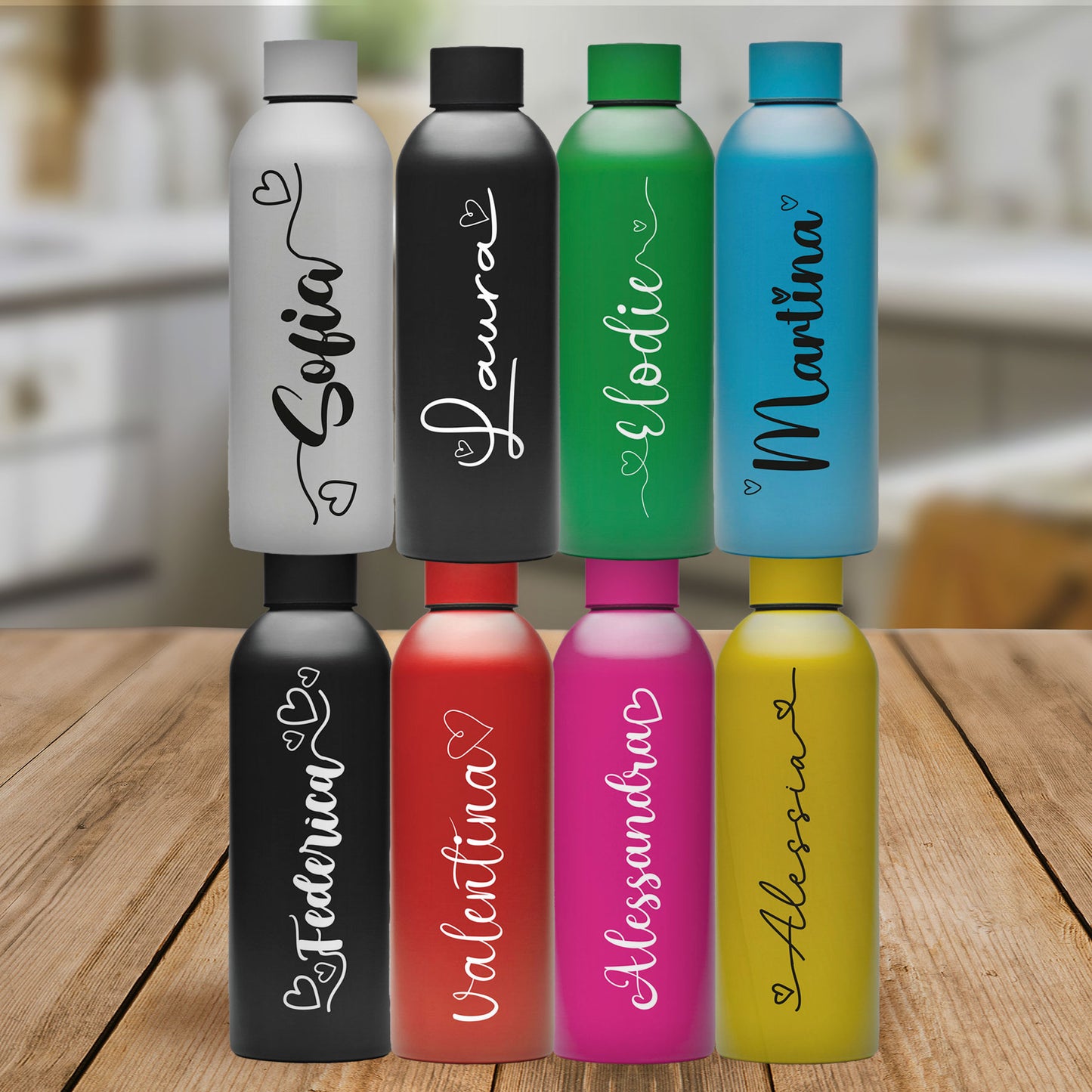 Minimal Heart Name - Borraccia Ecosostenibile personalizzata con nome