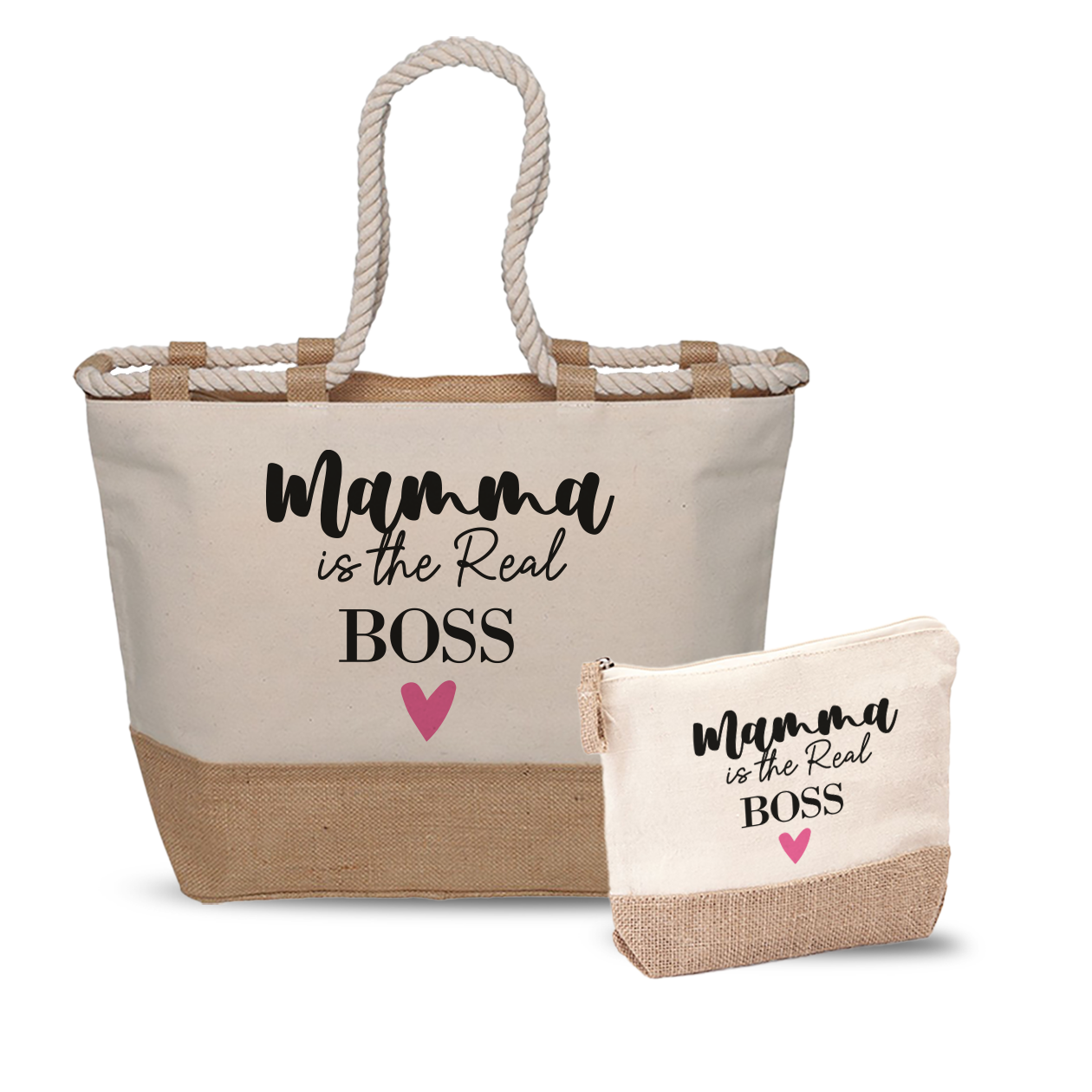Mamma is the real boss - Combo: Borsa mare + Pochette