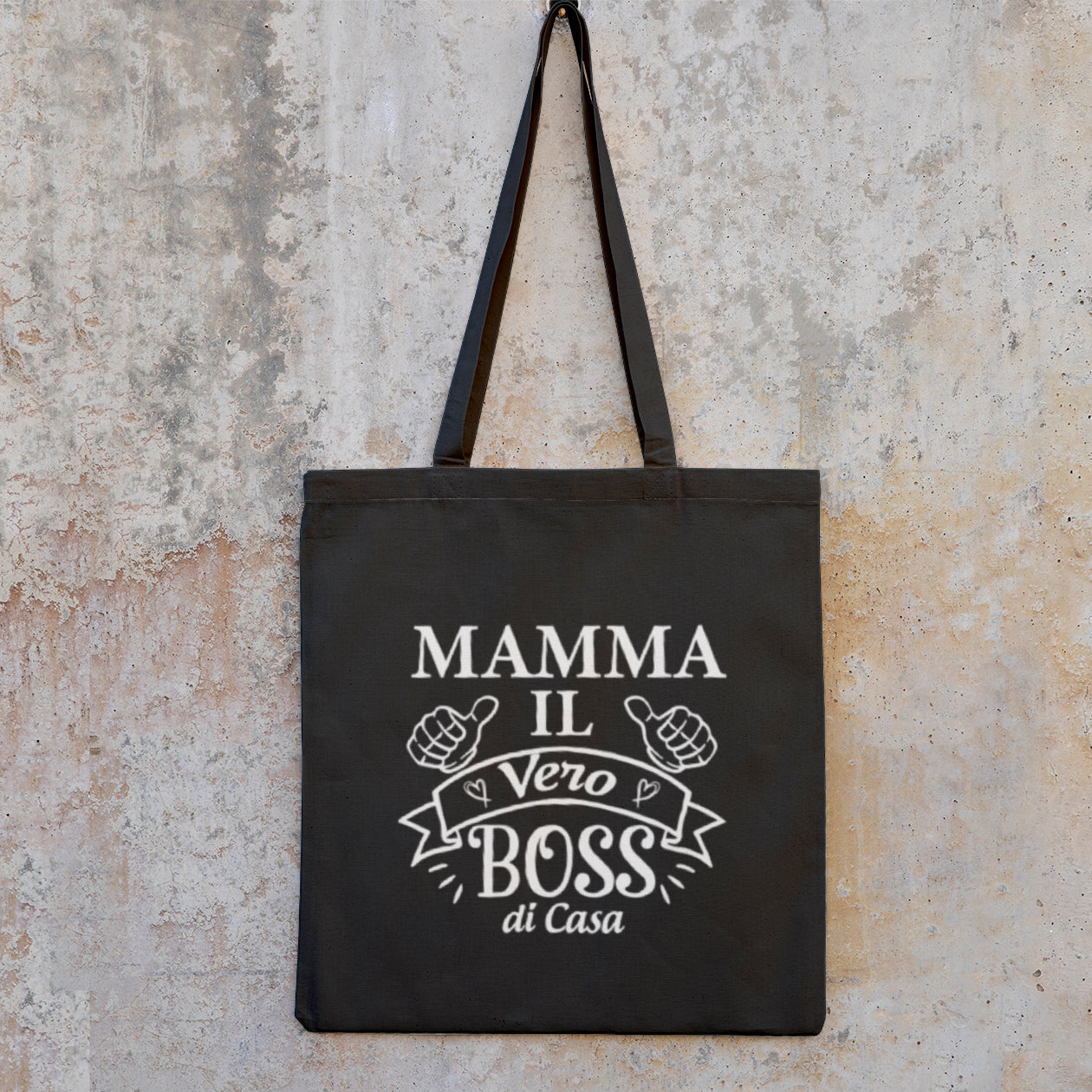 Mamma il vero boss di casa - Shopper In Cotone con chiusura zip