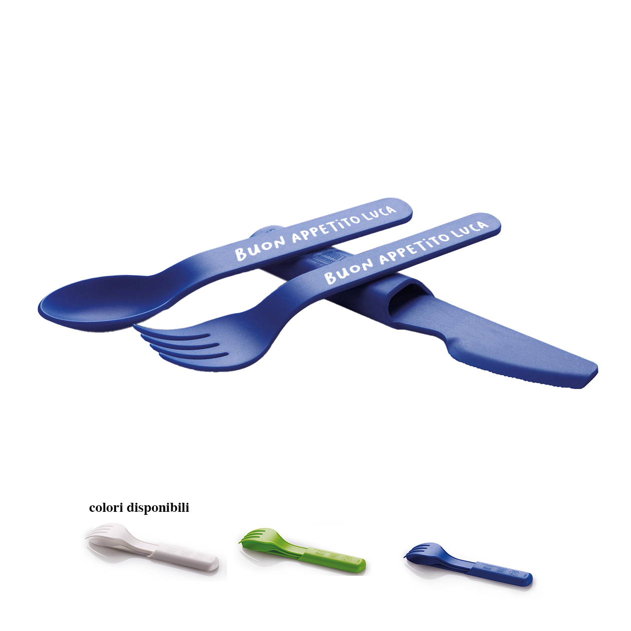Buon appetito - Posate in plastica - personalizzate con nome