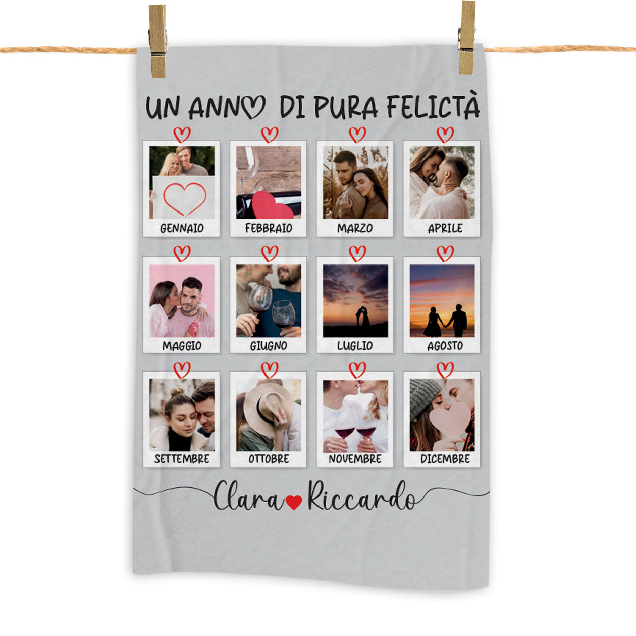 Calendar Love - plaid in pile - personalizzato con foto e nomi
