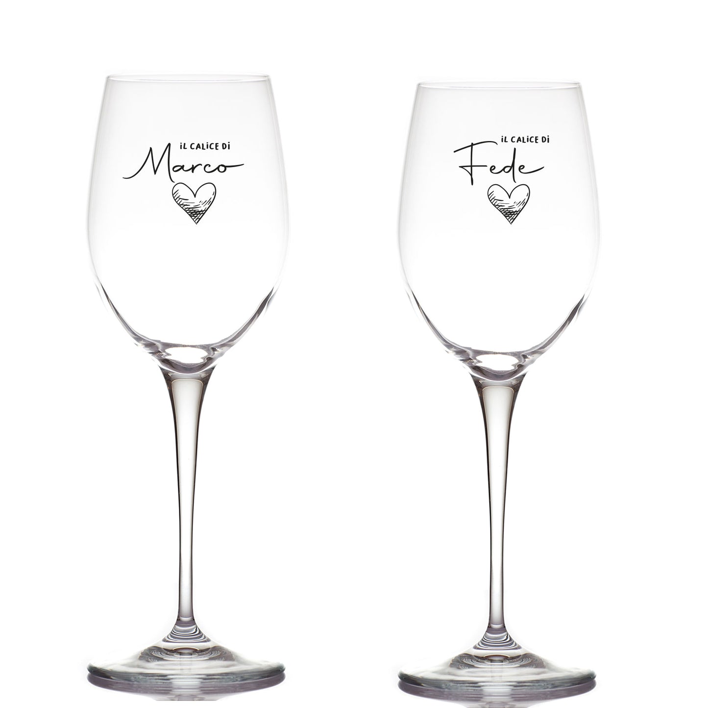 Heart - Coppia di Calici - personalizzati con nomi