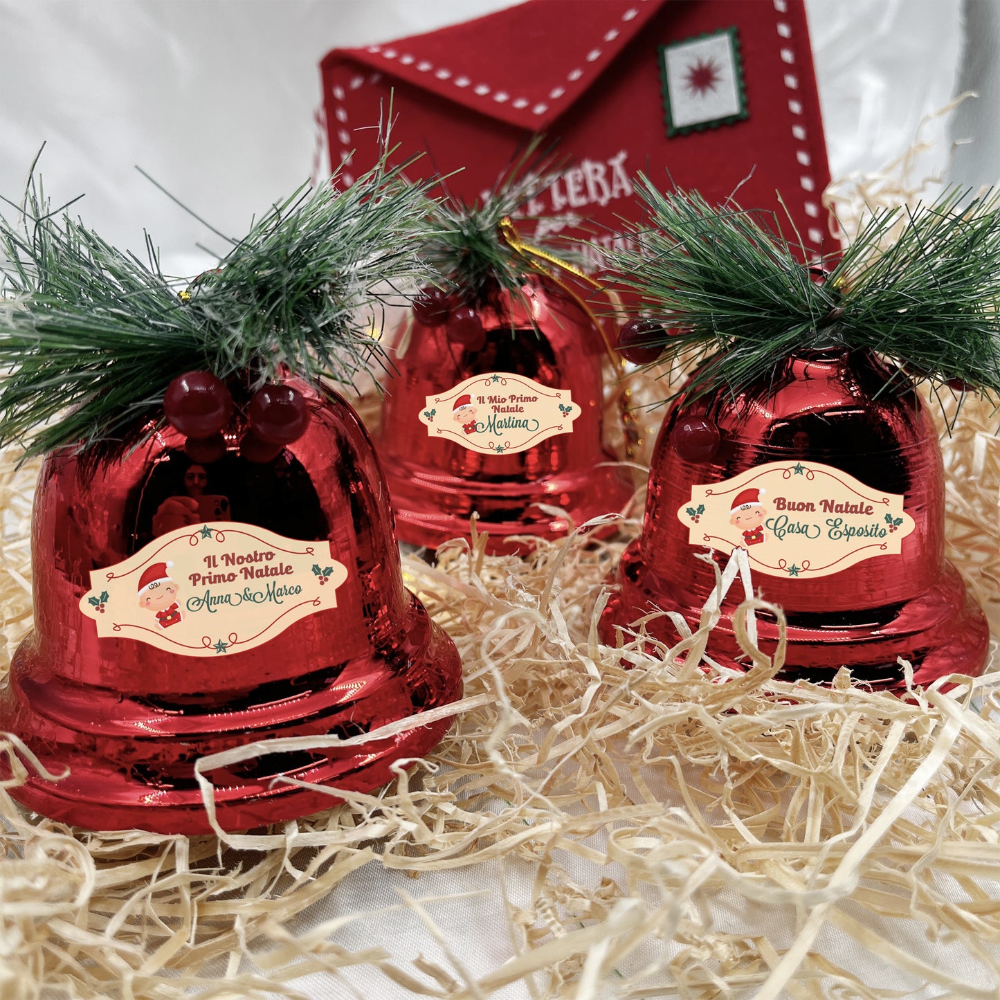 Il nostro primo Natale - Set Campanelle di Natale personalizzate - Decorazioni di Natale