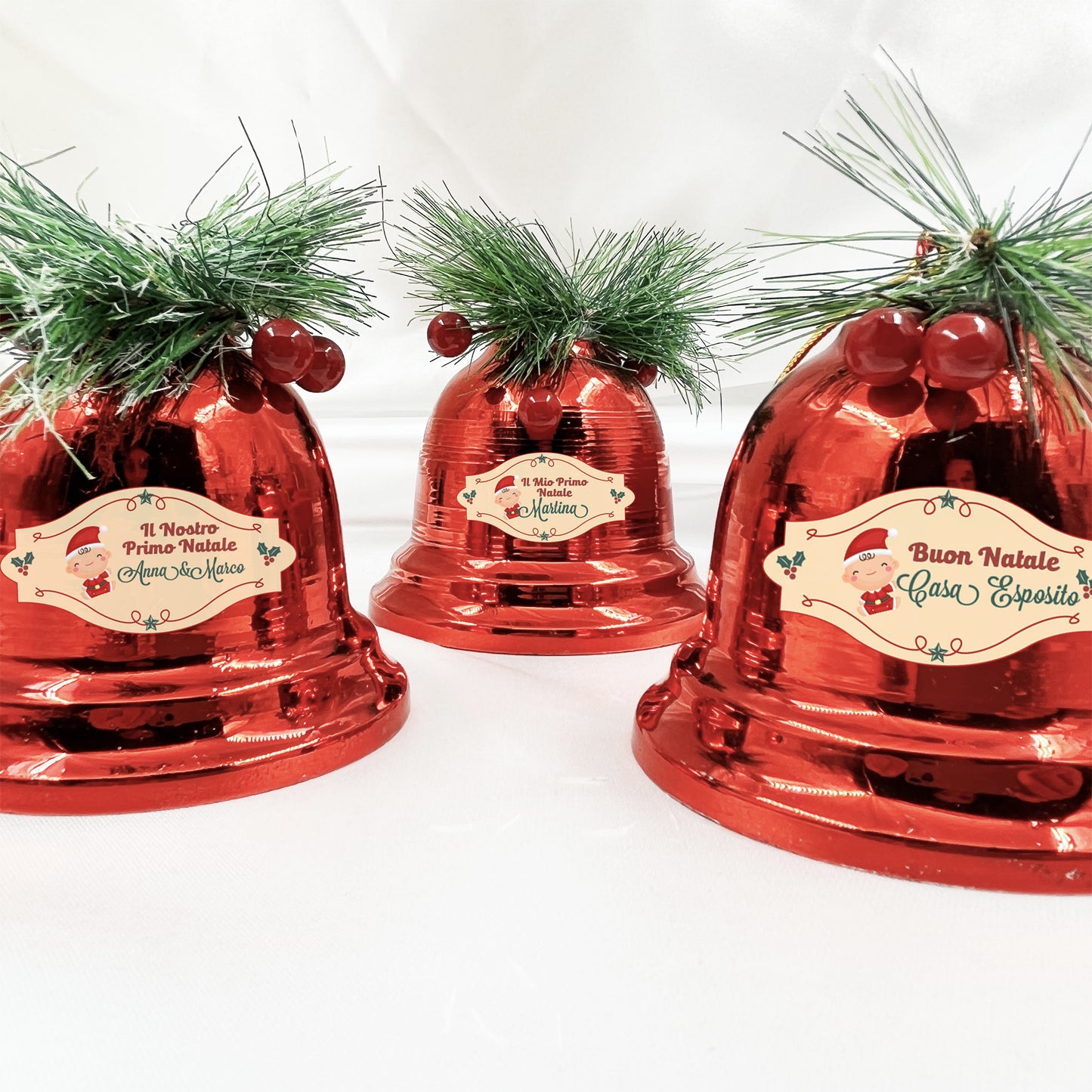 Il nostro primo Natale - Set Campanelle di Natale personalizzate - Decorazioni di Natale