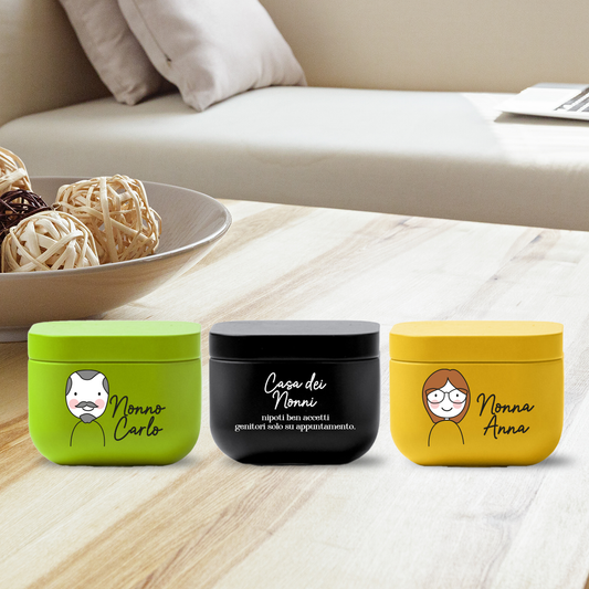 Casa dei nonni - Set di 3 Candele Profumate personalizzate con nomi