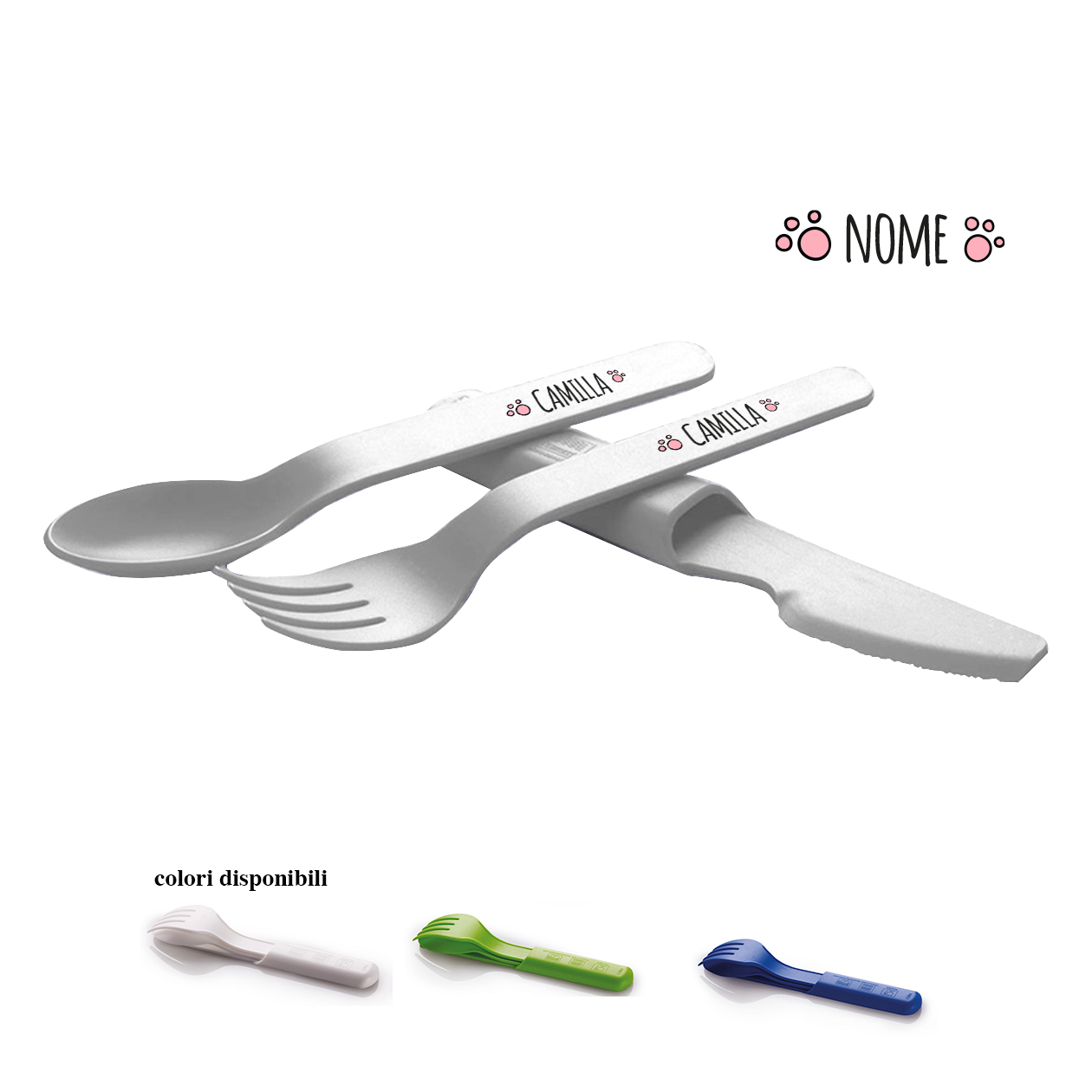 Impronta - Posate in plastica - personalizzate con nome