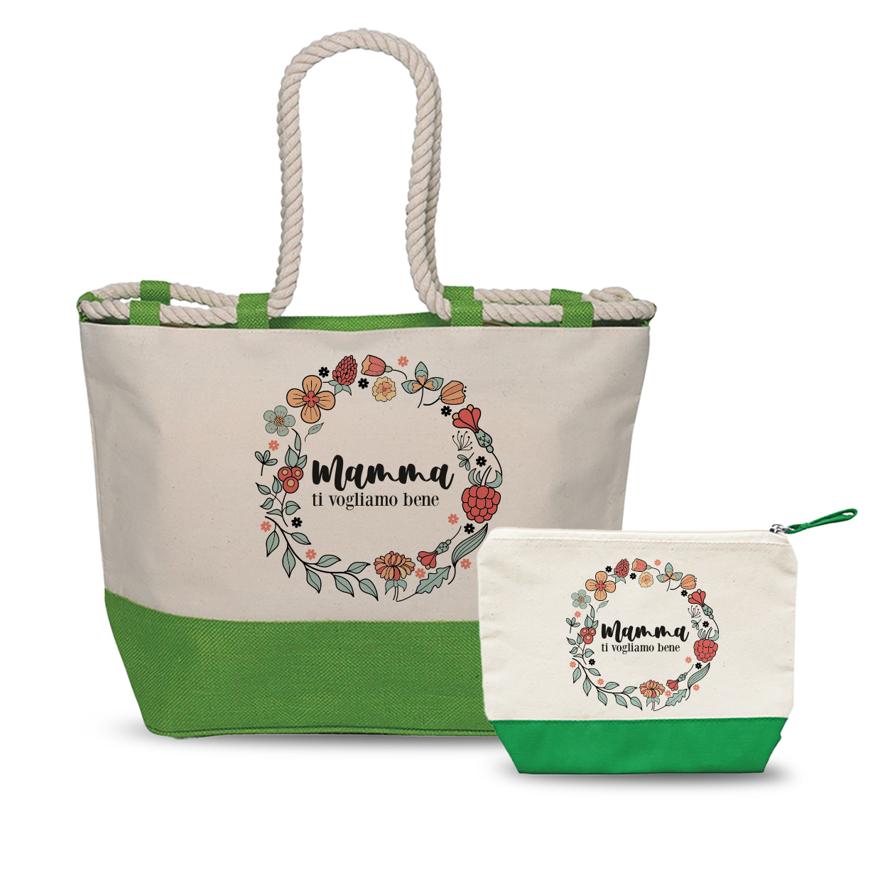 Mamma ti vogliamo bene - Combo: Borsa mare + Pochette