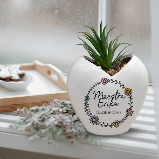 Maestra grazie di cuore - Piantina con vaso - personalizzata con nome