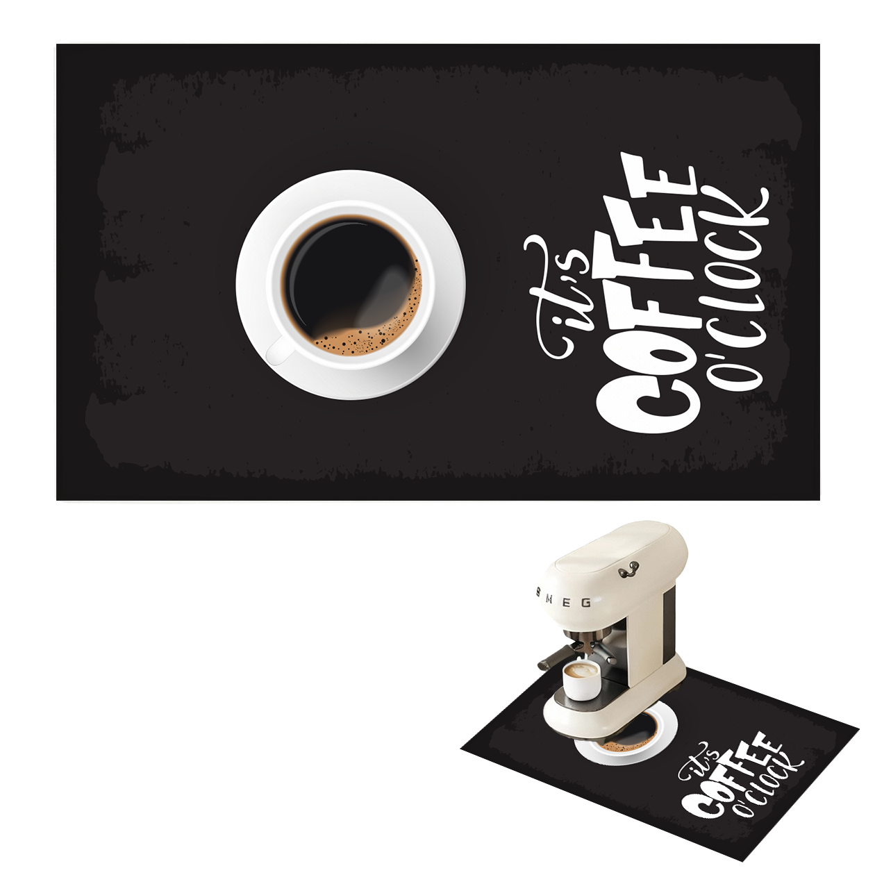 It's coffee o'clock - Tappetino per Macchina del caffè con Retro in Gomma Tappeto 30x40cm