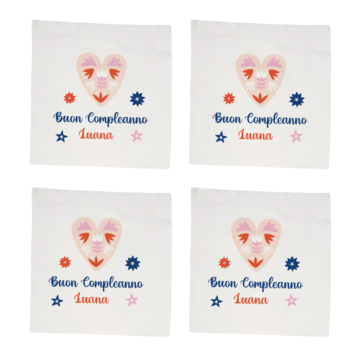 Buon Compleanno - Set 4 tovaglioli - personalizzato con nome
