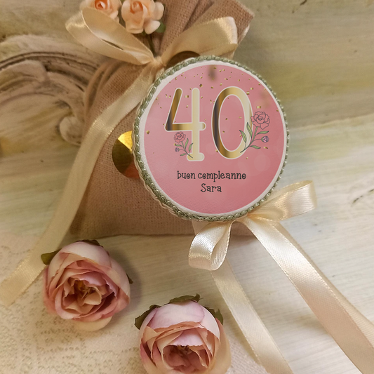 40 buon compleanno - Set da 10 Tamburelli - personalizzati con nome