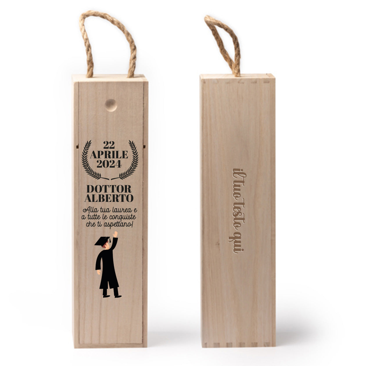 Dottor - portabottiglia in legno - personalizzato