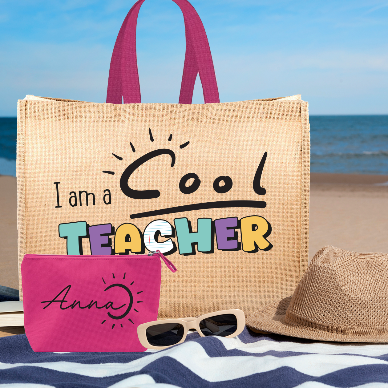 I am a cool teacher - Borsa mare & Pochette - Combo
