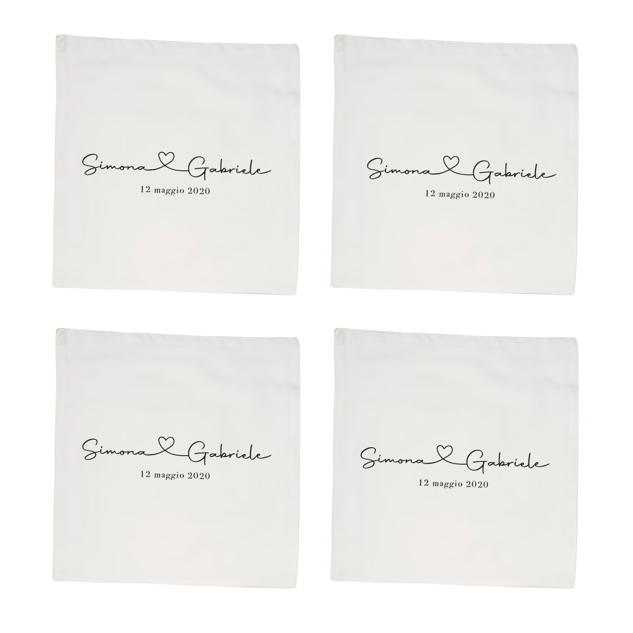 Me and you - Set 4 tovaglioli - personalizzato con nomi e data