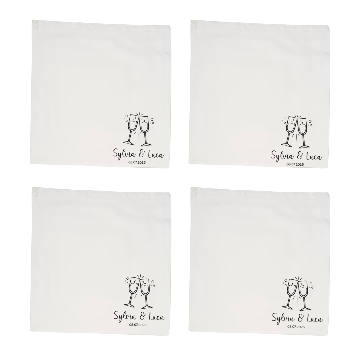 Brindiamo - Set 4 tovaglioli - personalizzato con nomi e data