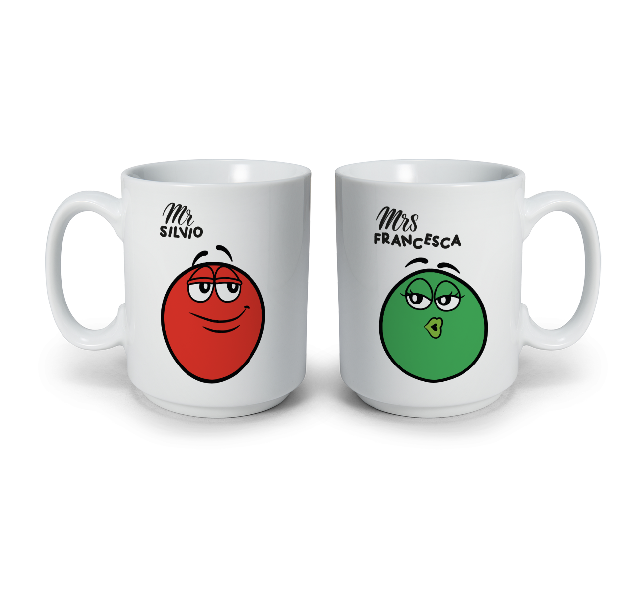 Mr e Mrs - Coppia tazze Mug - personalizzata con nomi