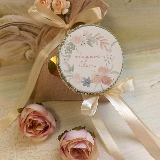 Auguri Flowers - Set da 10 Tamburelli - personalizzati con nome