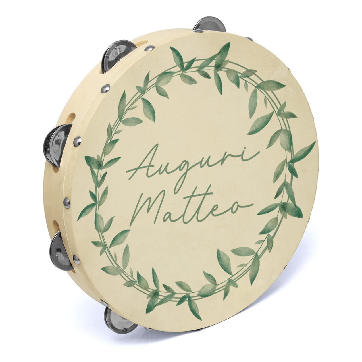 Auguri Green - Set da 10 Tamburelli - personalizzati con nome