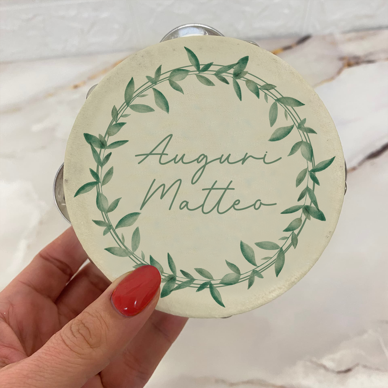 Auguri Green - Set da 10 Tamburelli - personalizzati con nome