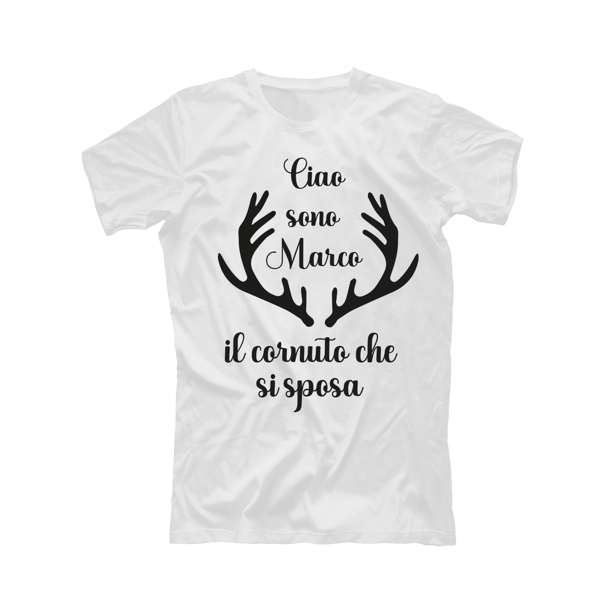 Il cornuto che si sposa - T-shirt - idea regalo addio al celibato - personalizzato con nome