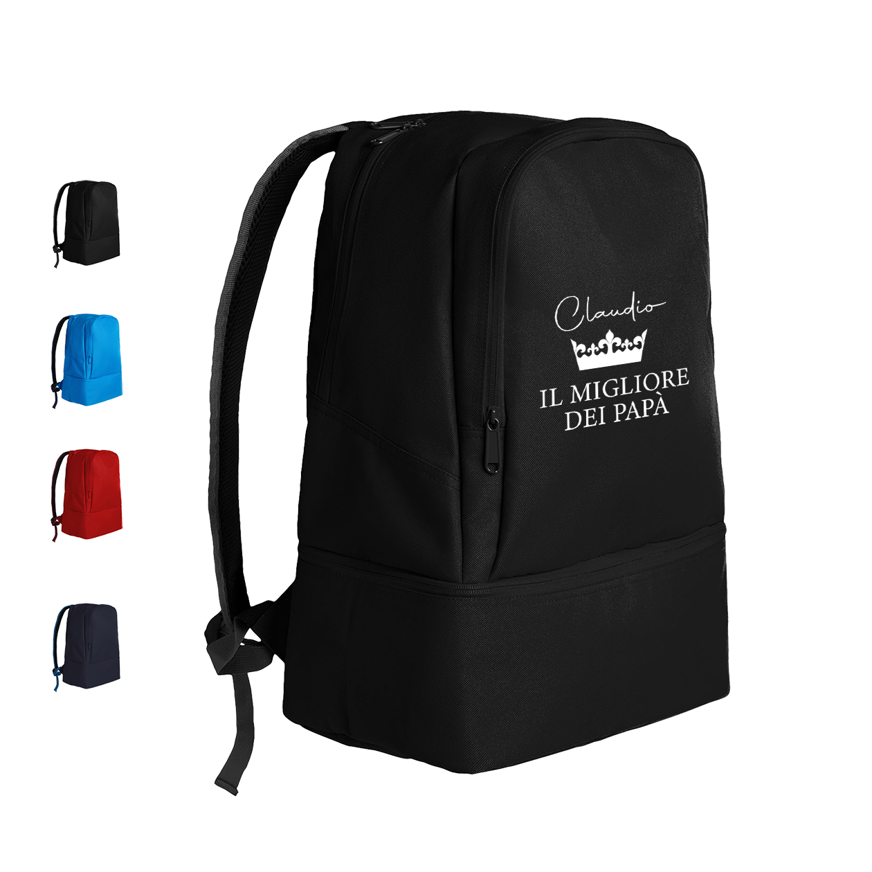 Il migliore dei papà - Zaino con scomparto sul fondo rigiro portascarpe - personalizzato con nome