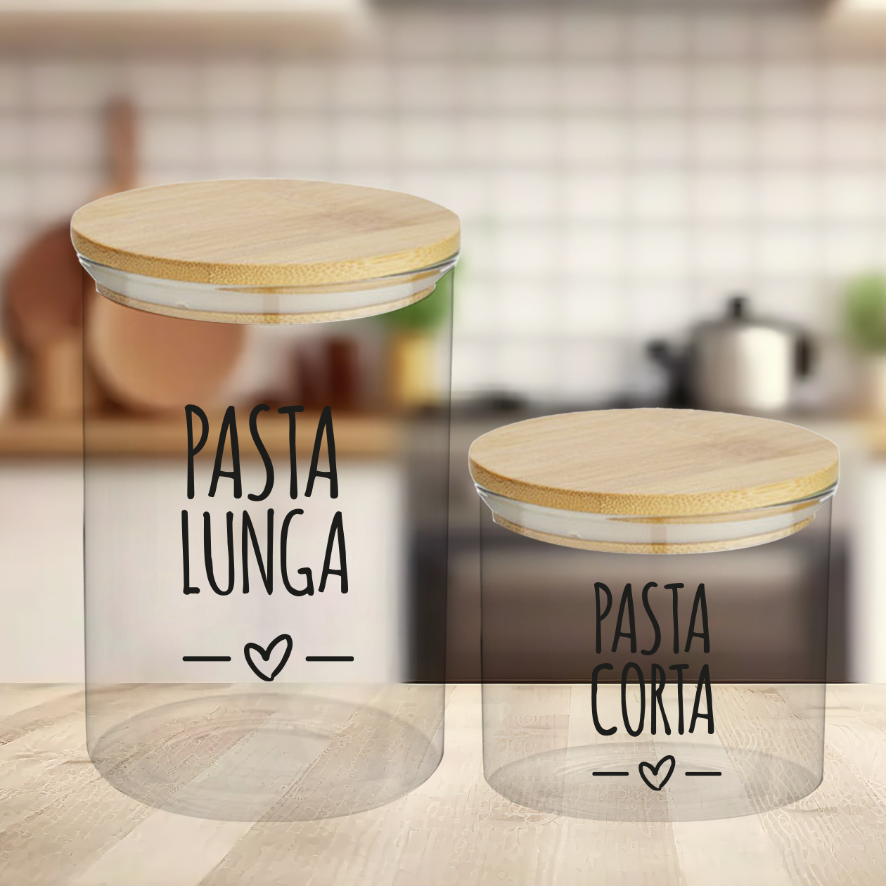 Pasta corta o lunga - Set 2 barattoli salvafreschezza - borosilicato