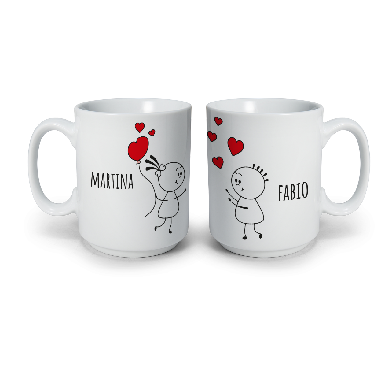 Heart - Coppia tazze Mug - personalizzate con nomi