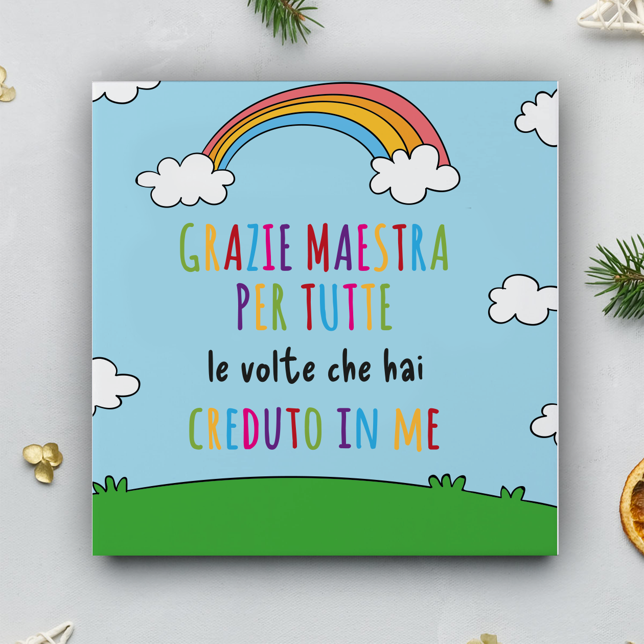 Grazie maestra che hai creduto in me - Mattonella in Ceramica