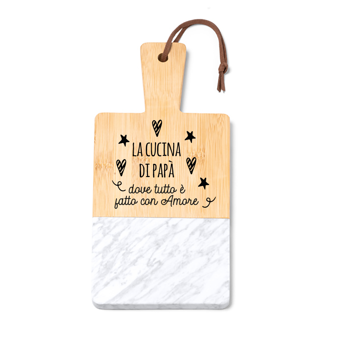 La cucina di papà - Tagliere in marmo e bamboo naturale