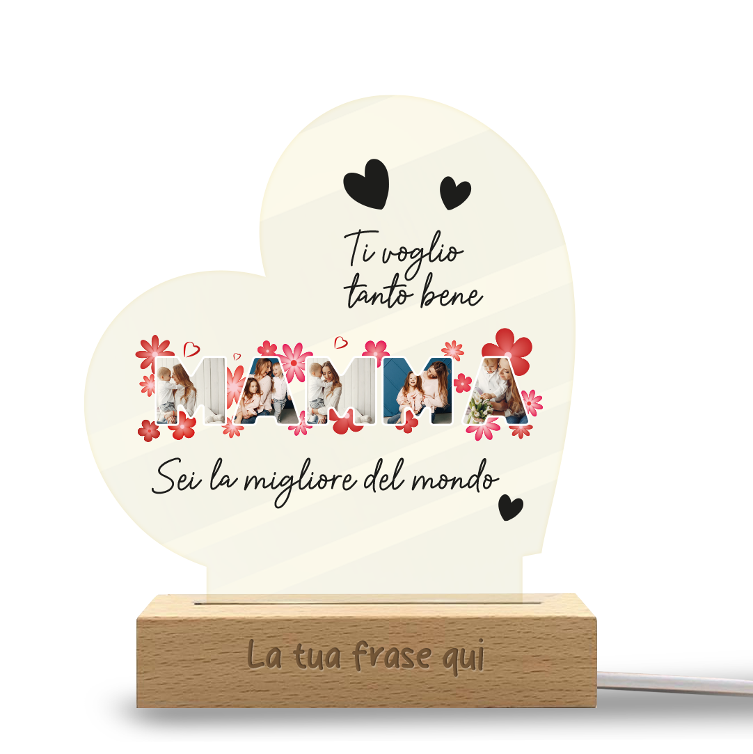 Mamma sei la migliore del mondo - Lampada - Plexiglass personalizzata con foto