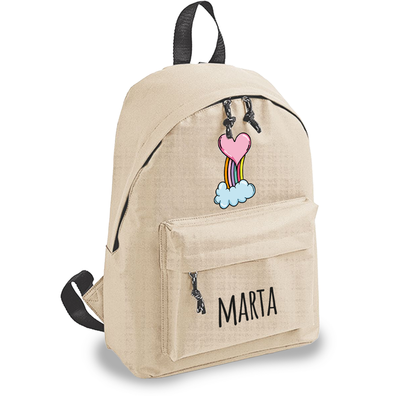 Rainbow heart - zaino scuola - personalizzato con nome