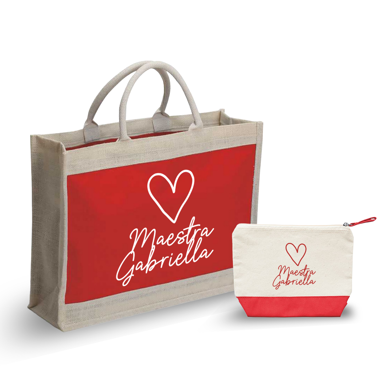 Maestra Heart - Combo: Borsa mare + Pochette - personalizzata con nome